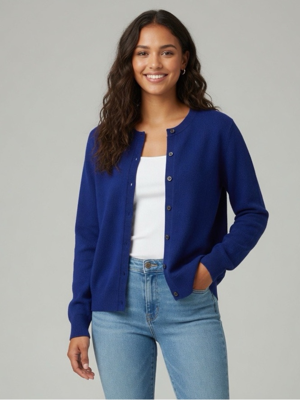 Croft & Barrow Cobalt Royal Blue Button Front Cardigan Sweater Jacket